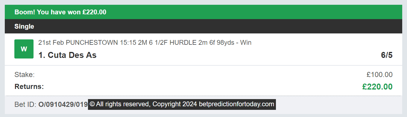 Bet Prediction For Today - Winner 1 - 2024-02-21