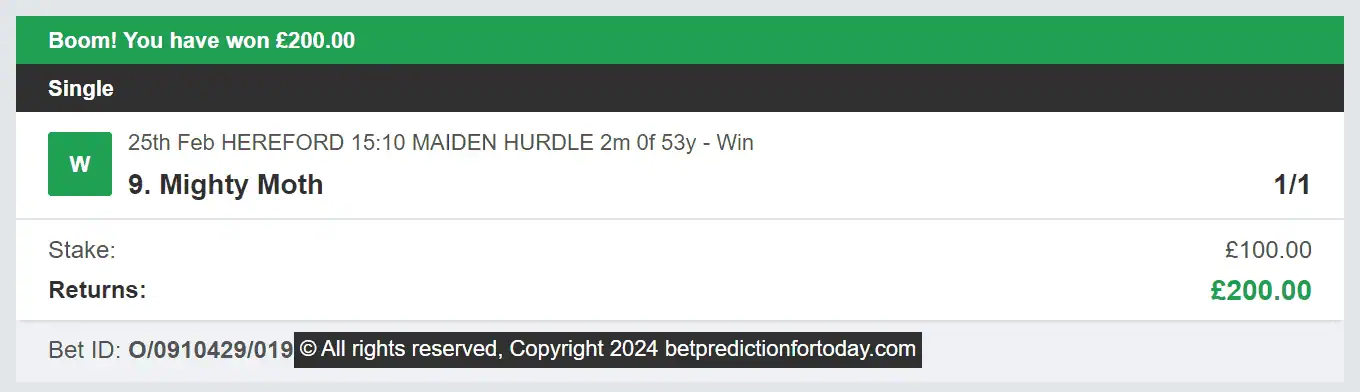 Bet Prediction For Today - Winner 1 - 2024-02-25
