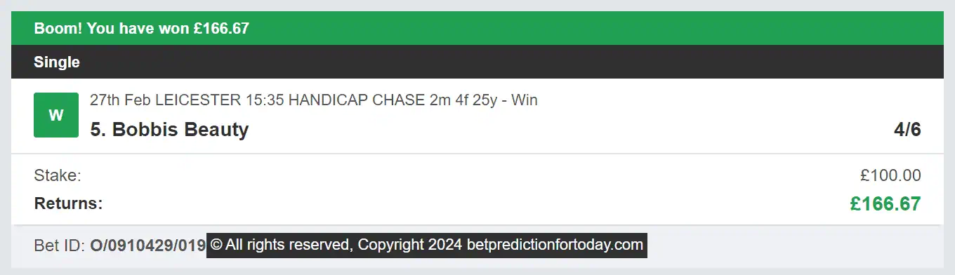 Bet Prediction For Today - Winner 1 - 2024-02-27