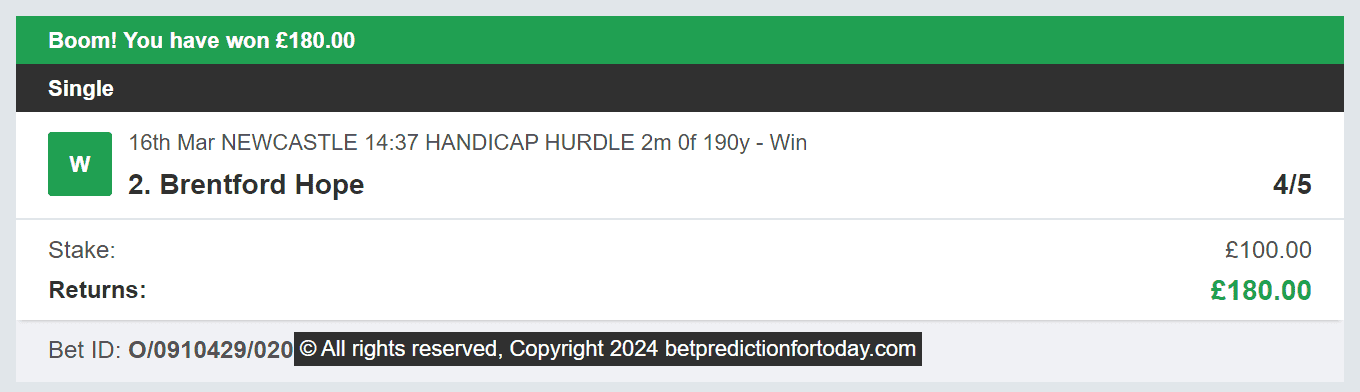 Bet Prediction For Today - Winner 1 - 2024-03-16
