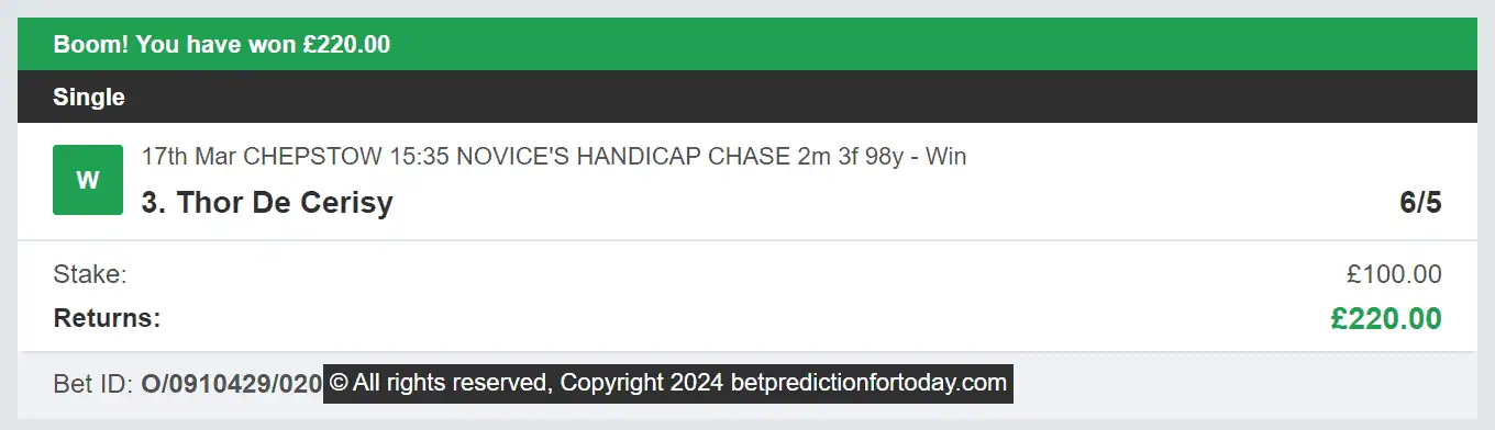 Bet Prediction For Today - Winner 1 - 2024-03-17