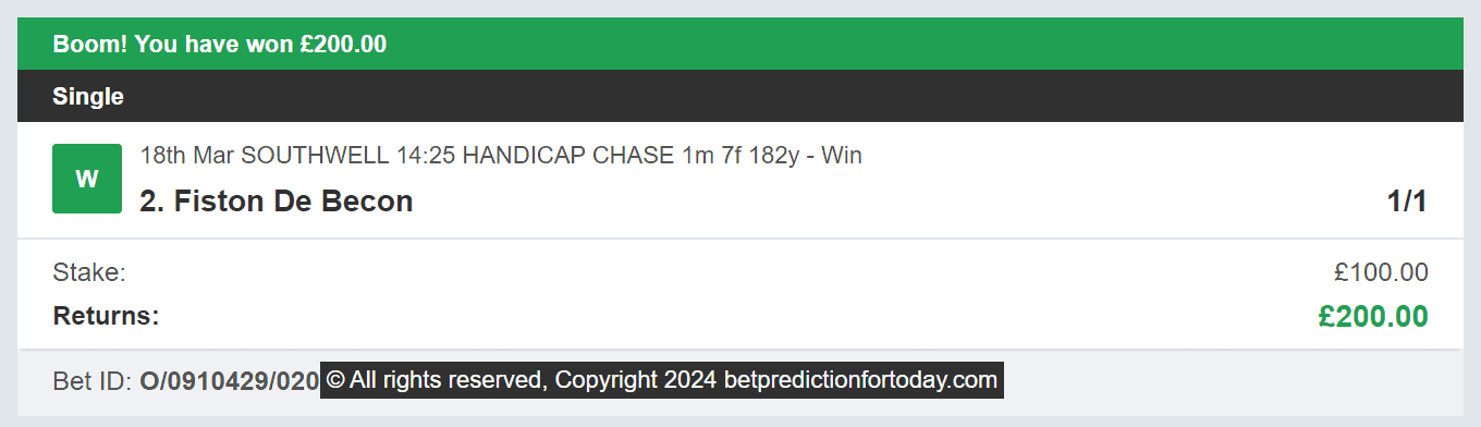Bet Prediction For Today - Winner 1 - 2024-03-18