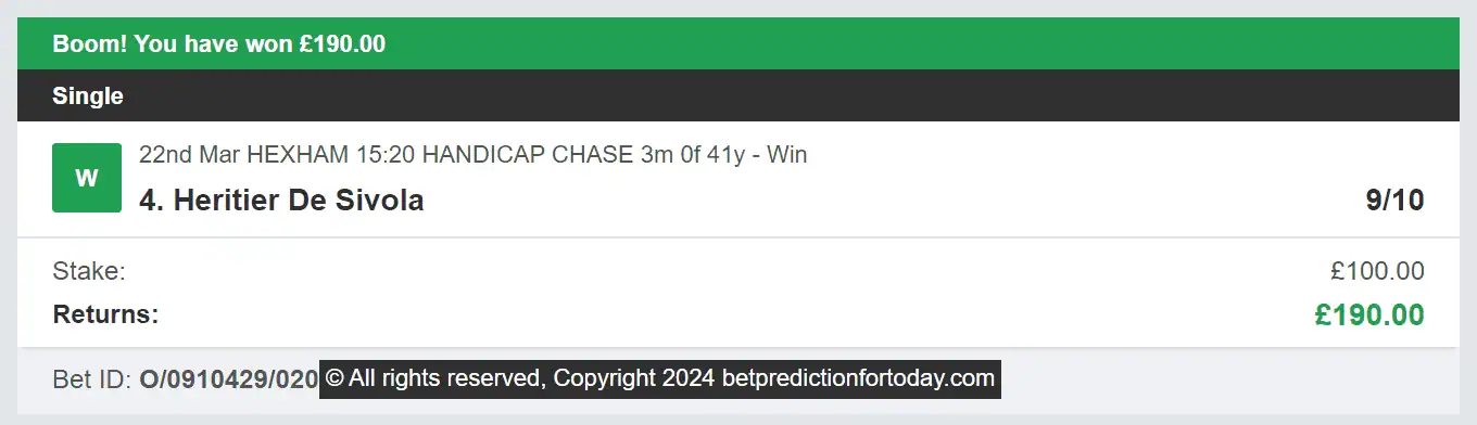 Bet Prediction For Today - Winner 1 - 2024-03-22