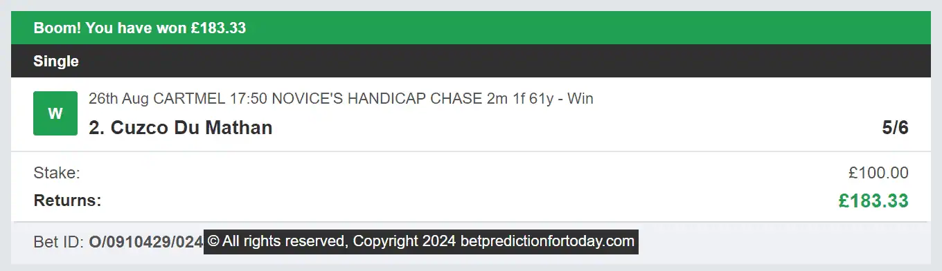 Bet Prediction For Today - Winner 1 - 2024-08-26