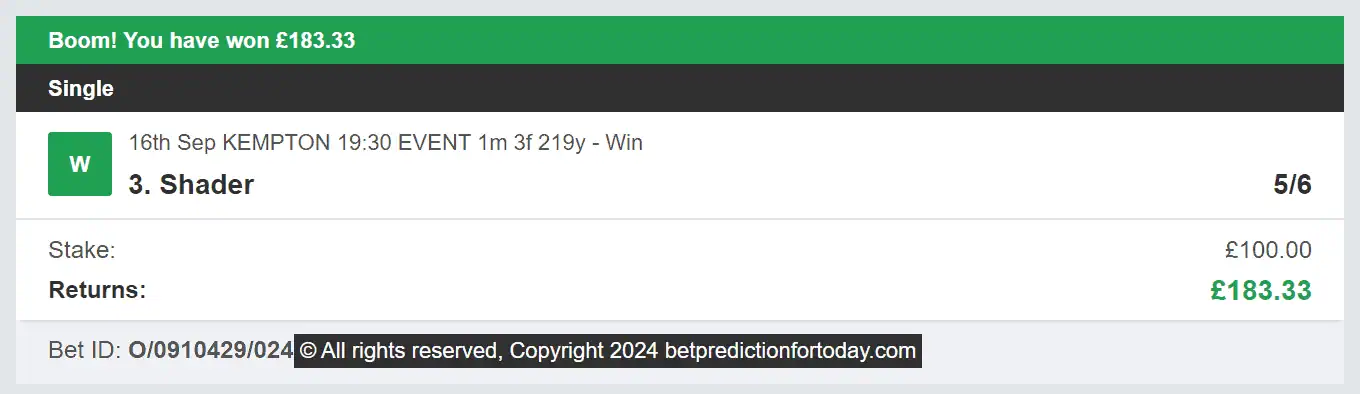 Bet Prediction For Today - Winner 1 - 2024-09-16